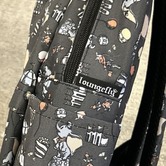 Loungefly X Disney Dumbo Gray Nylon Backpack All Over Print New - Picture 9 of 12